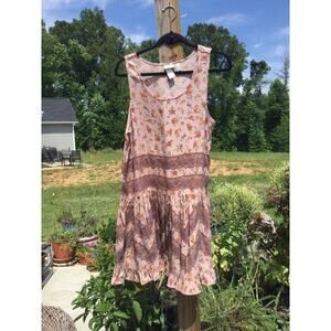 Logo tunic top sleeveless dress sz 12 NEW cream lace fairy floral Lori Goldstein